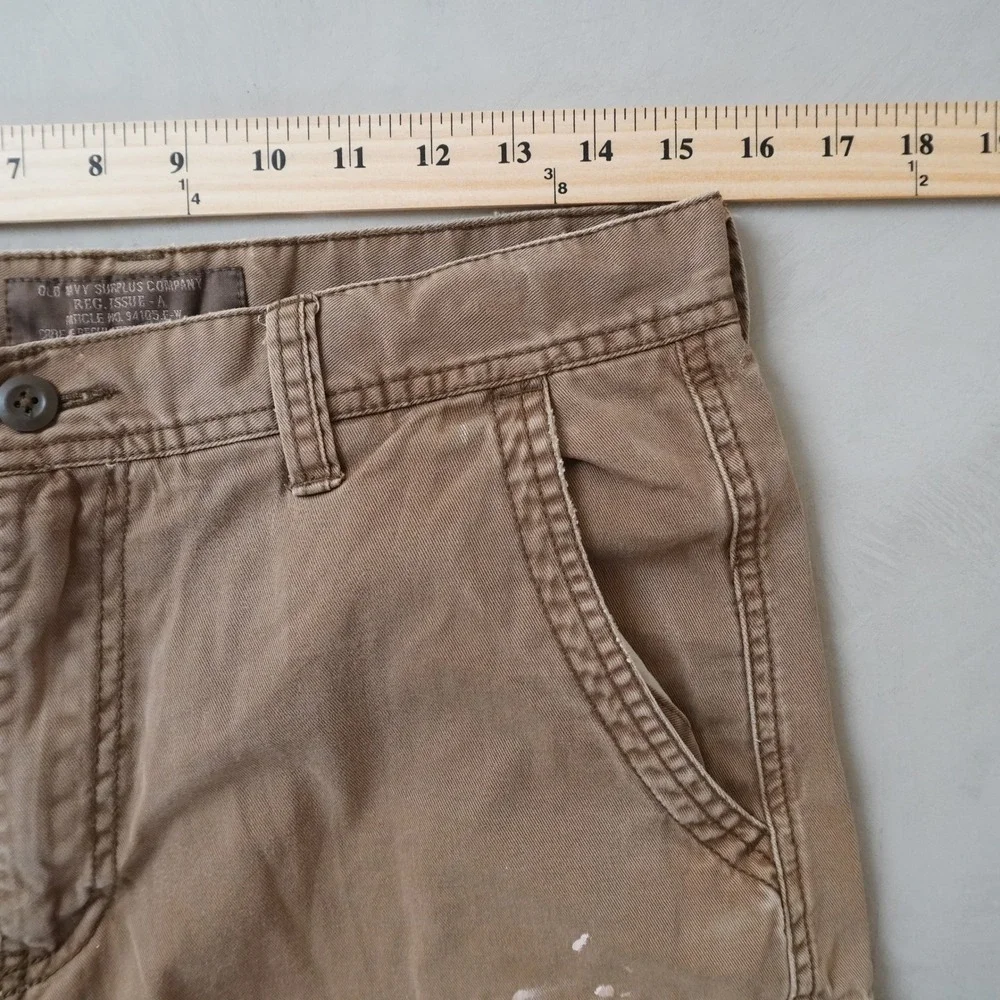 Old Navy Surplus Company Cargo Shorts 31 Mens Brown Khaki Paint Y2K Utility